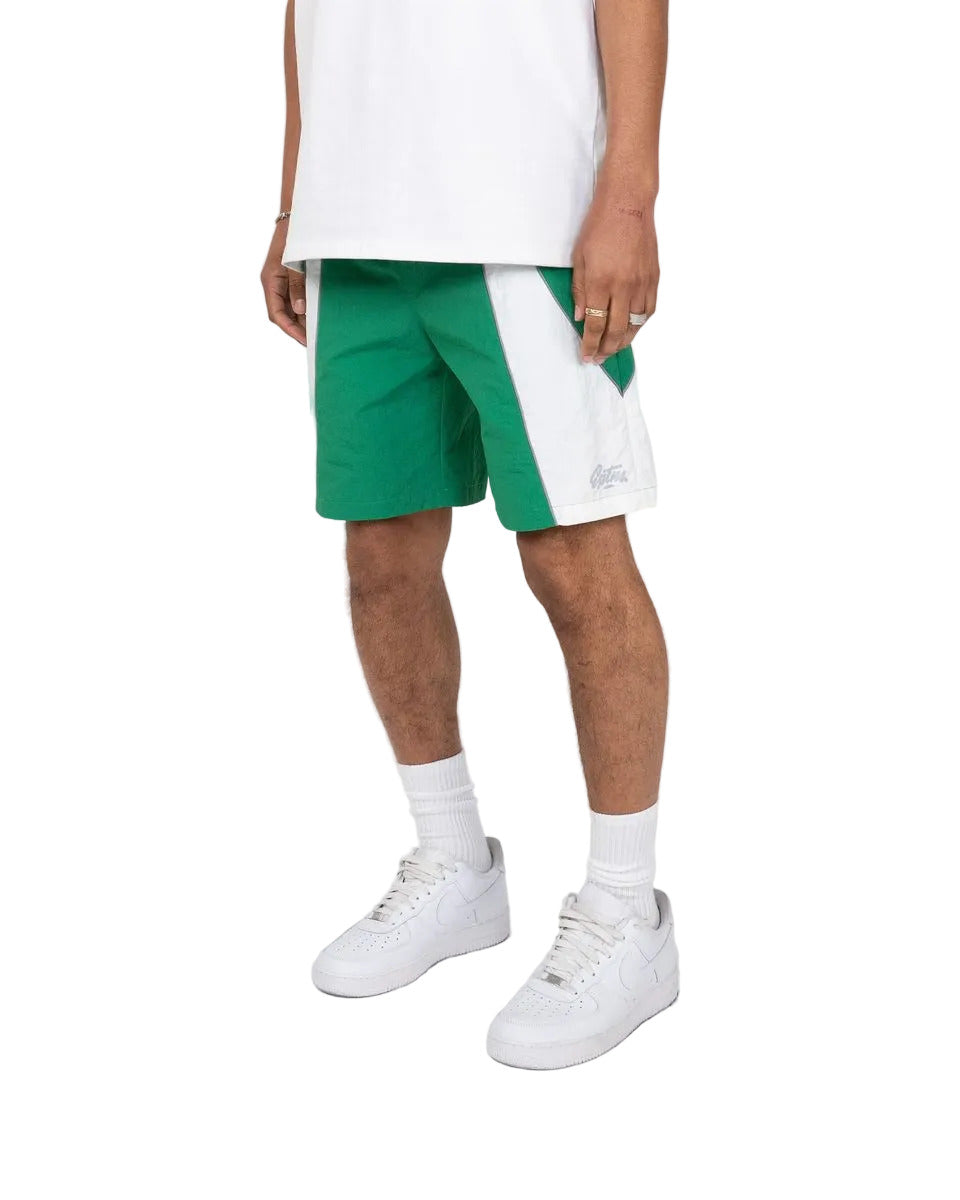 EPTM Mate shorts with reflective piping, elastic waistband, and lightweight nylon streetwear design