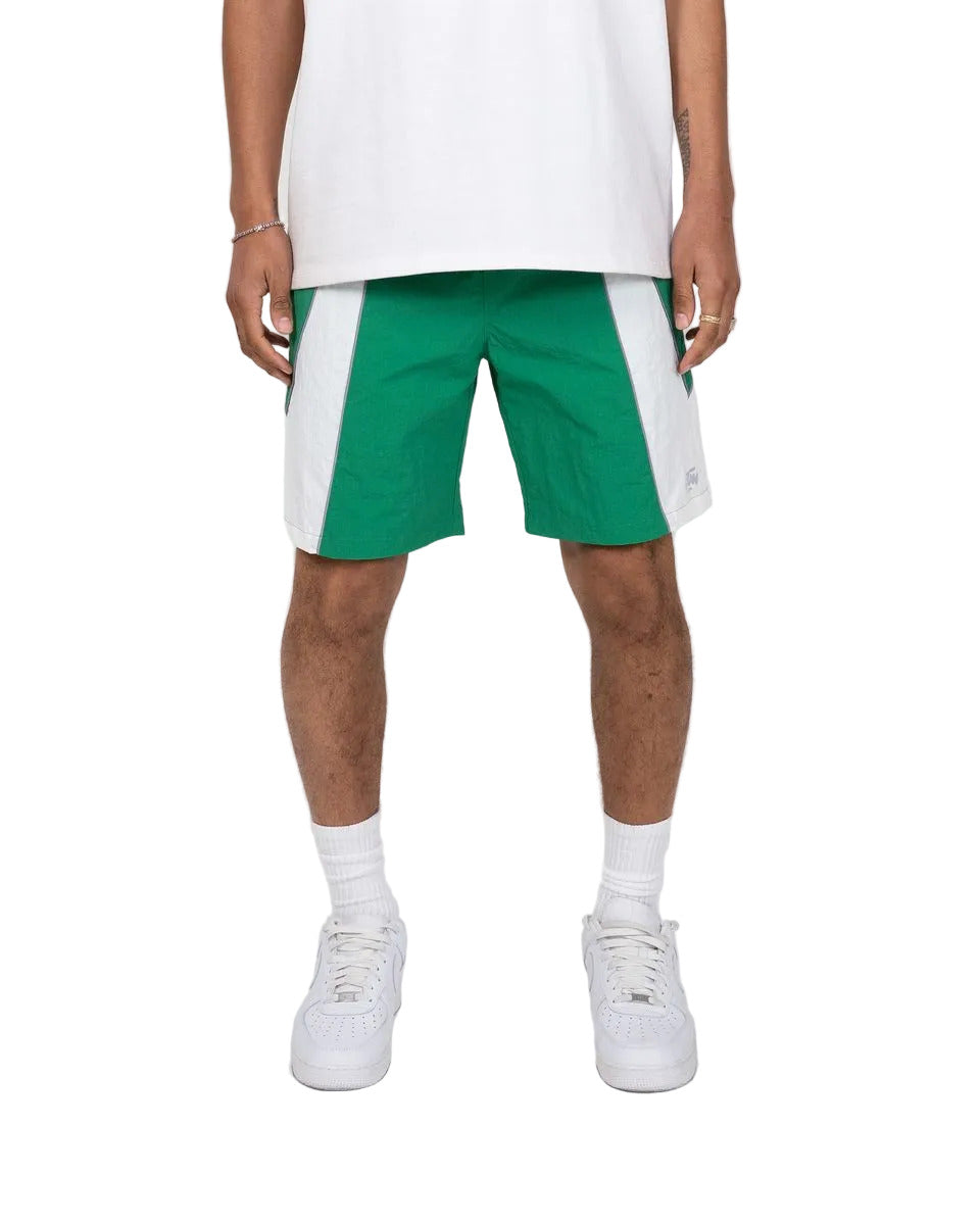 EPTM Mate shorts with reflective piping, elastic waistband, and lightweight nylon streetwear design