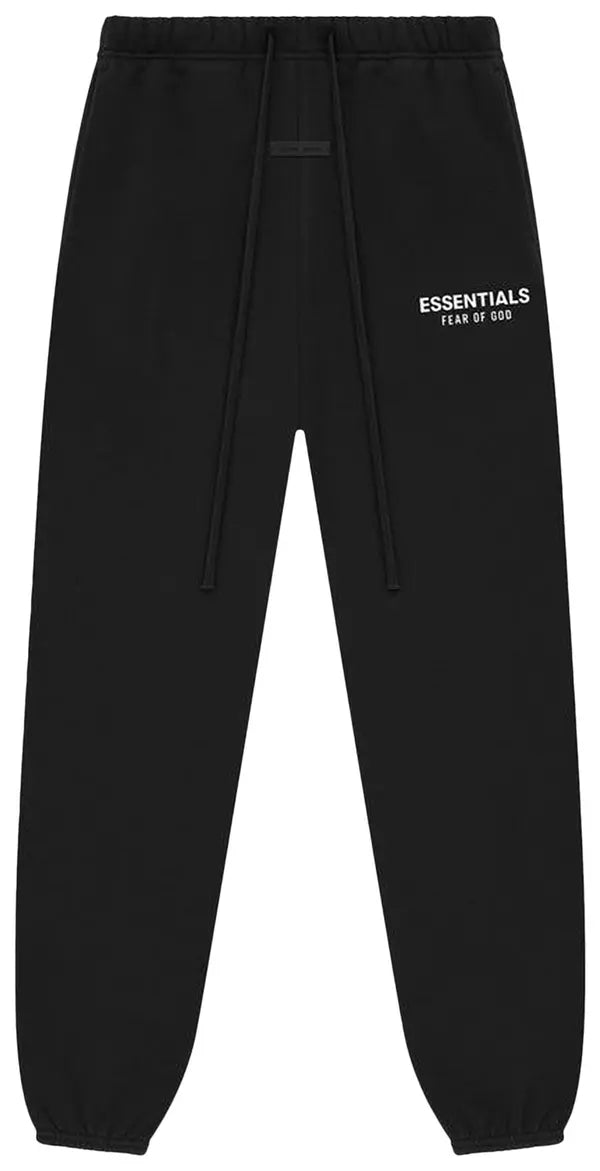Essentials Classic Sweatpant in jet black with relaxed fit, elastic waistband, and cuffed ankles.
