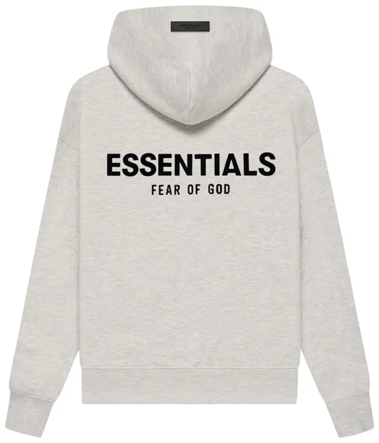 Fear of God Essentials Kids grey hoodie with logo prints and branded hood patch