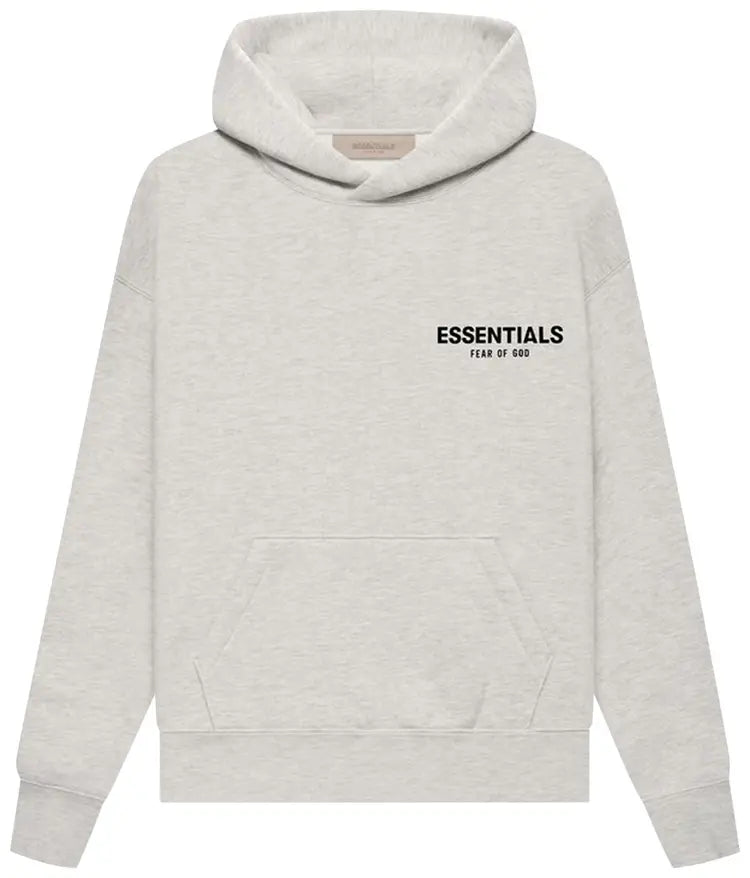 Fear of God Essentials Kids grey hoodie with logo prints and branded hood patch