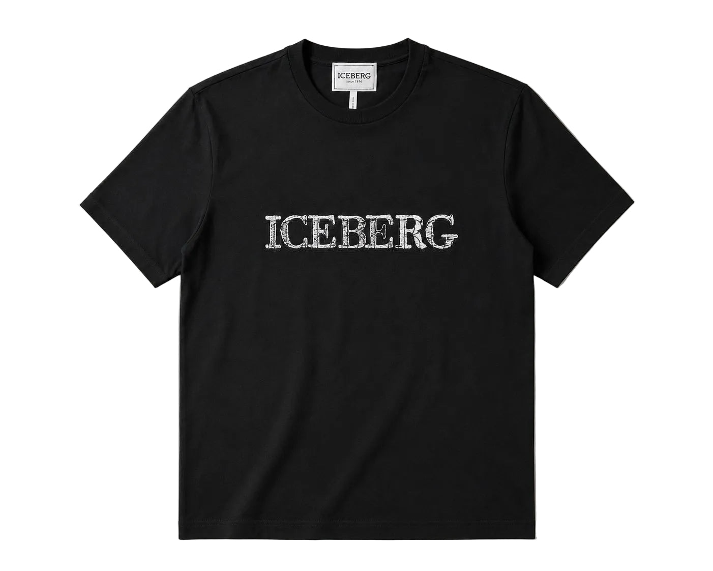 Iceberg Duel Logo 5D black graphic t-shirt front view