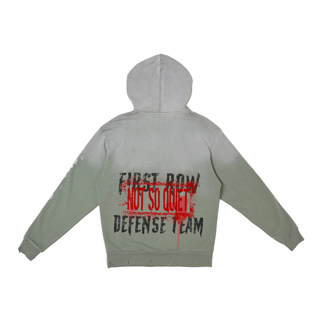FIRST ROW Heavy Washed Sweat Hoodie with flock detail and oversized fit in soft fabric