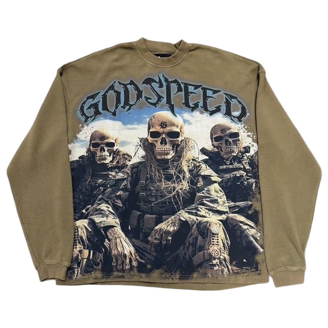 Godspeed Air Strike Long Sleeve Thermal in Olive, soft mid-weight fabric with relaxed fit and signature branding.