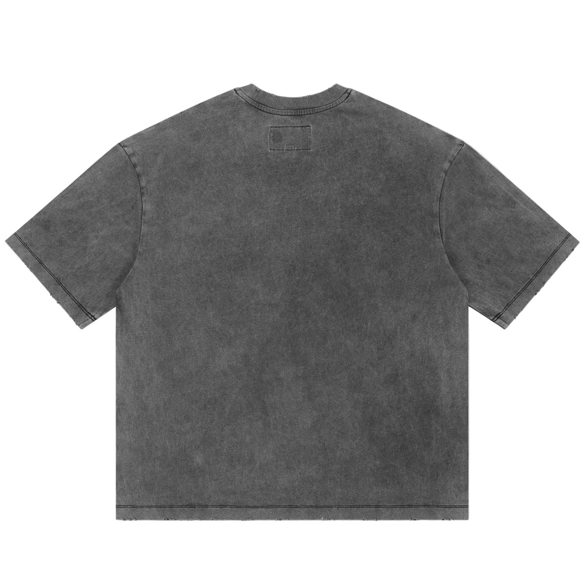 Godspeed Burnt Bridges II NG Grey graphic T-shirt made from 10oz mid-weight washed fabric with Burnt Bridges artwork and stone embellishments around the crown.