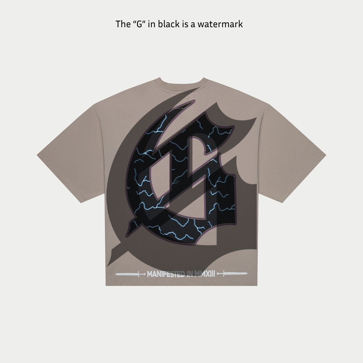 GODSPEED T-shirt with a large graphic design on a beige background