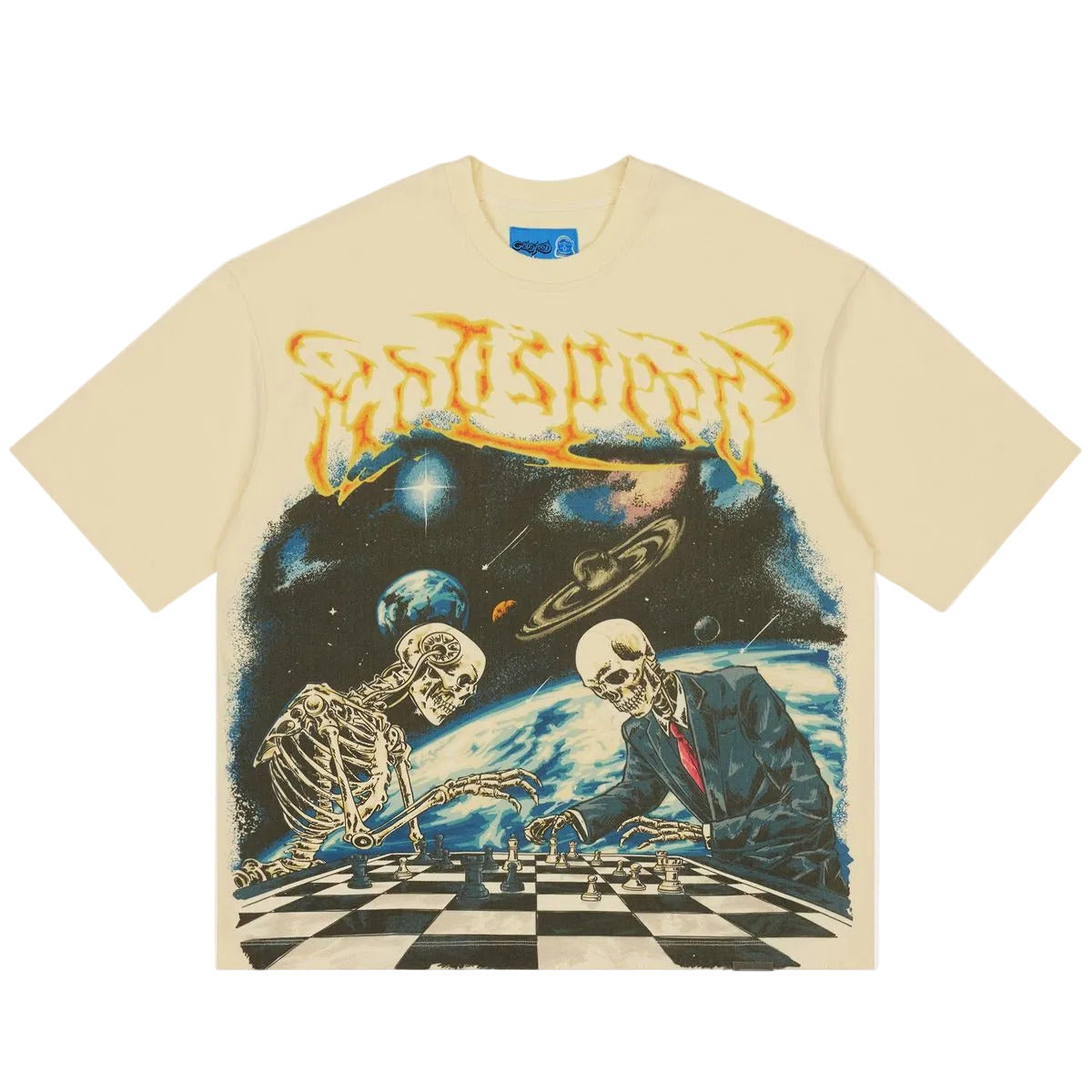 Godspeed Checkmate II NextGen Bone graphic T-shirt made from 10oz mid-weight washed fabric featuring bold Checkmate artwork.