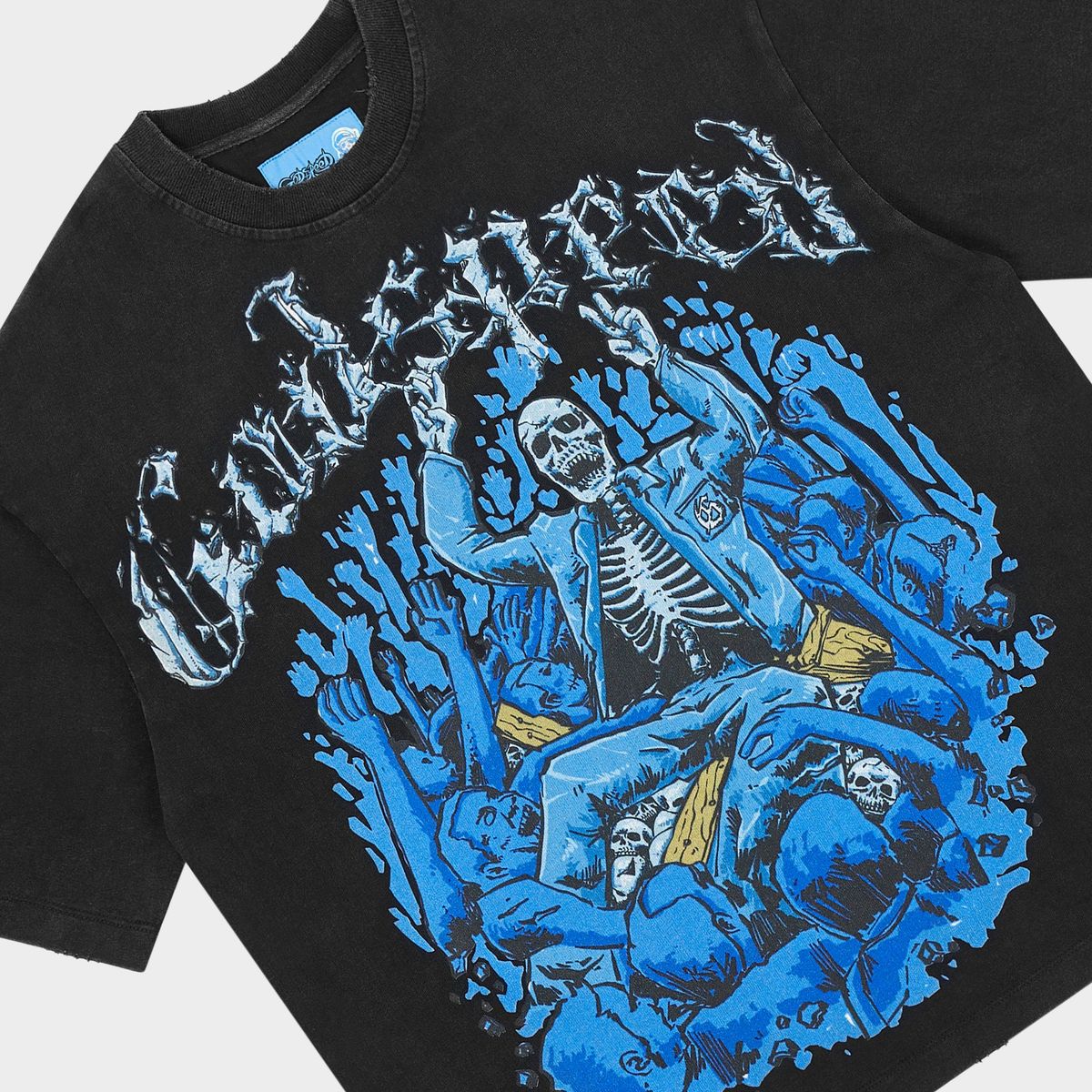 Godspeed Crowd Surf NextGen Black graphic T-shirt made from 10oz mid-weight washed fabric with bold Crowd Surf artwork.