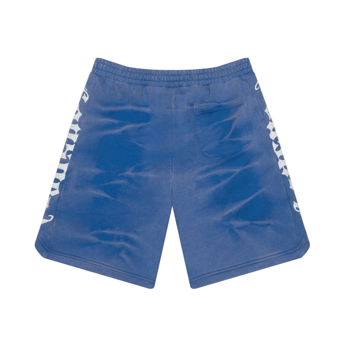 Godspeed Courtside Shorts in Blue Tie Dye with hidden pocket, snap button closure, and 450 GSM French terry fabric