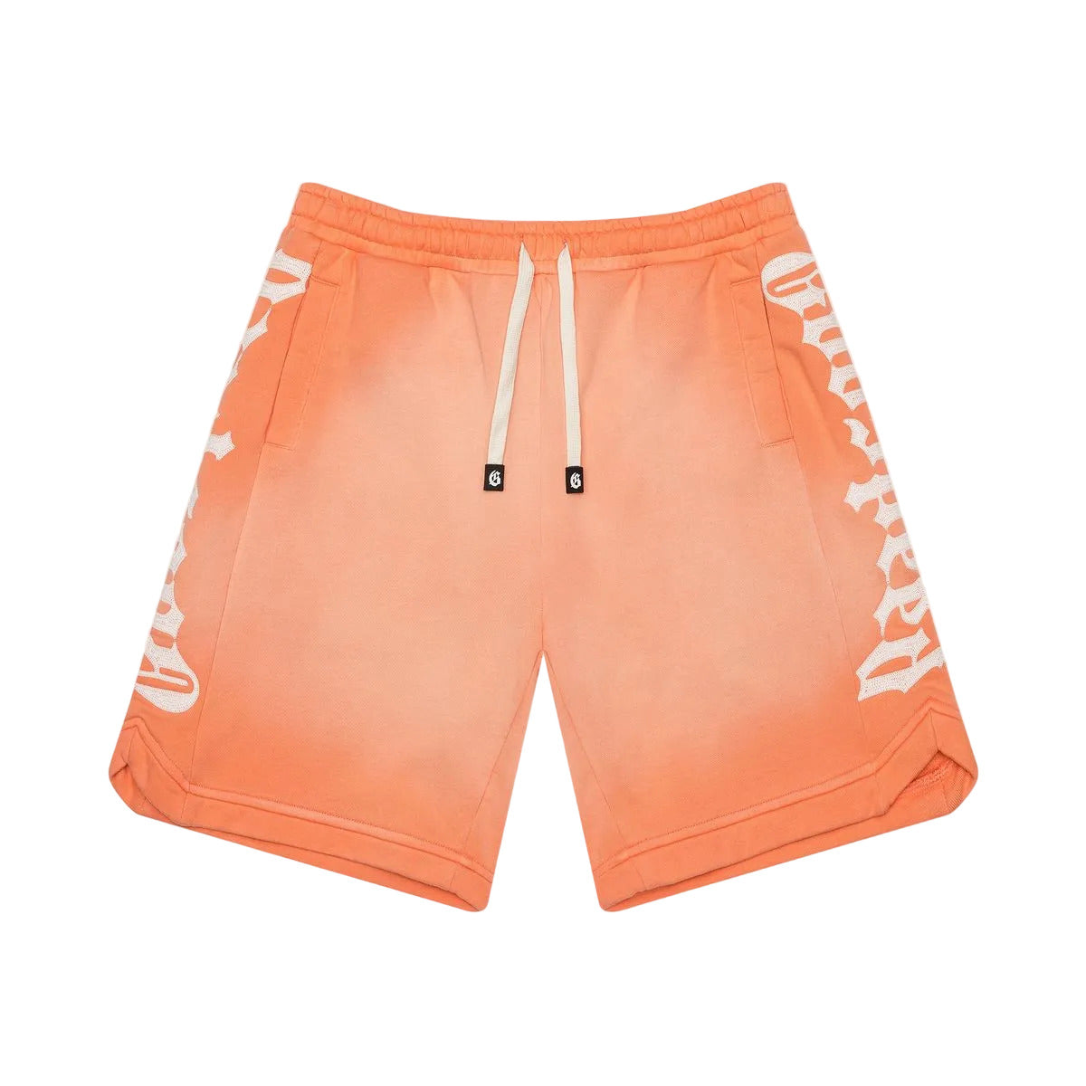 Godspeed Courtside Shorts in Orange Cream with hidden pocket, snap button closure, and 450 GSM French terry fabric