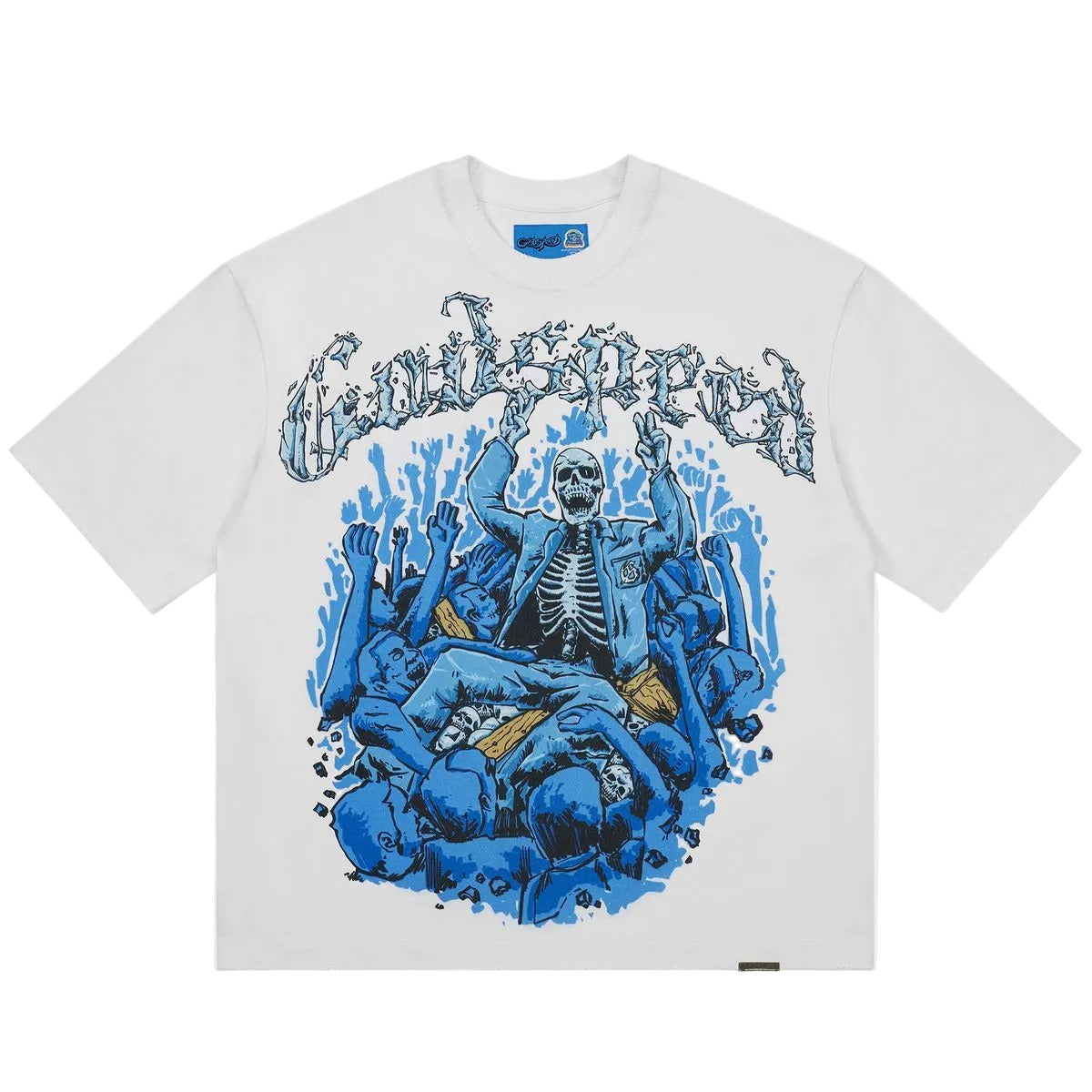 Godspeed Crowd Surf NextGen White graphic T-shirt made from 10oz mid-weight washed fabric with bold Crowd Surf artwork.