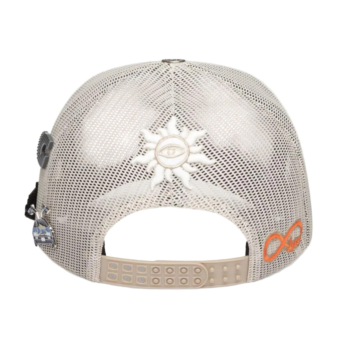 Godspeed GS Forever trucker hat in white and red featuring a classic trucker silhouette, collectible pin set, and limited-edition presentation box.