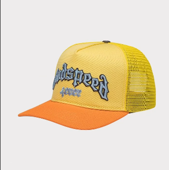 GS Forever yellow and orange trucker hat with limited edition box and pin set
