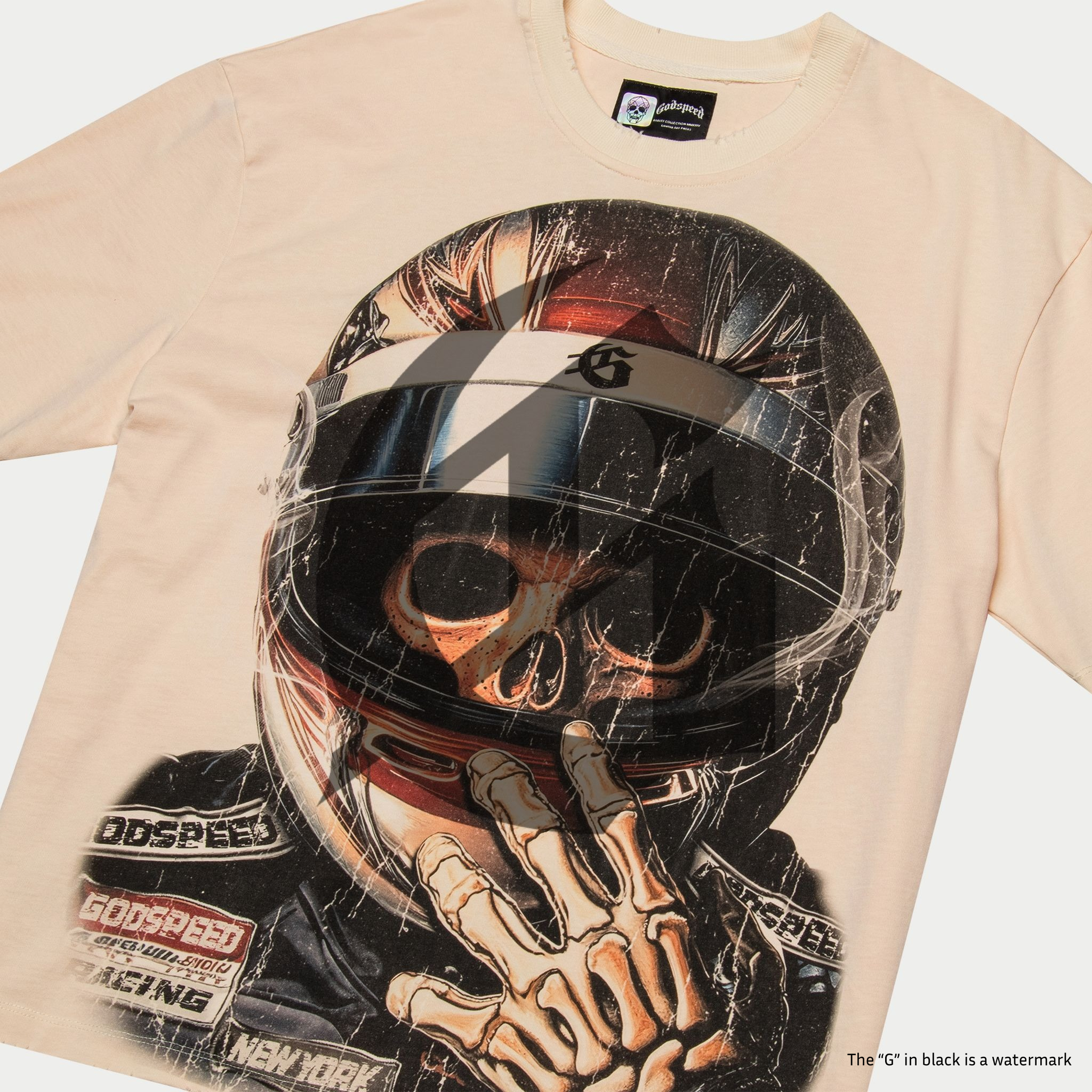 Godspeed Glory Cup T-Shirt in Bone featuring bold front graphic artwork on mid-weight washed cotton fabric