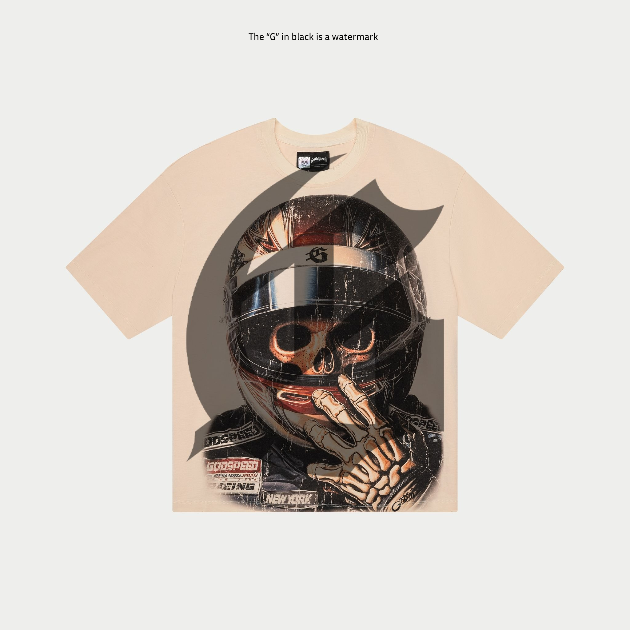 Godspeed Glory Cup T-Shirt in Bone featuring bold front graphic artwork on mid-weight washed cotton fabric