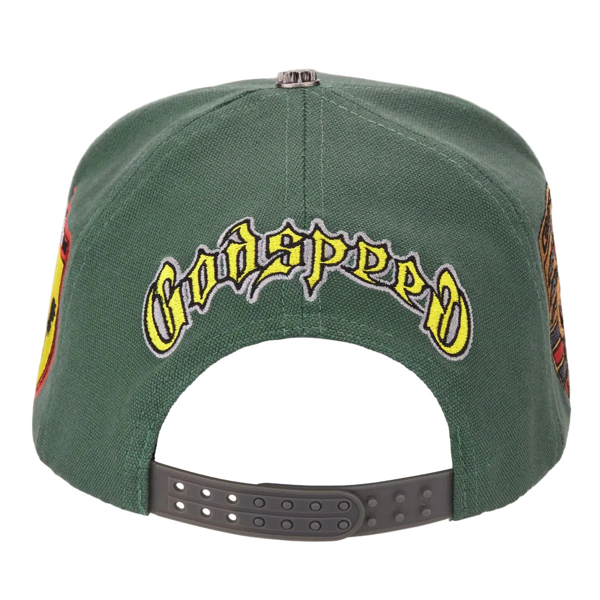 Godspeed Racing Club GRC Members Green and Brown Snapback Hat with limited-edition box and 3-piece pin set.