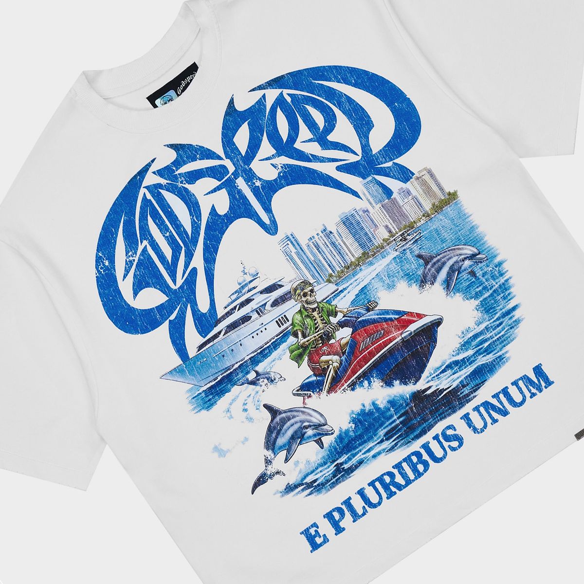 Godspeed GMYC Wave Runner T-shirt in white with premium midweight cotton and limited-edition yacht club streetwear design