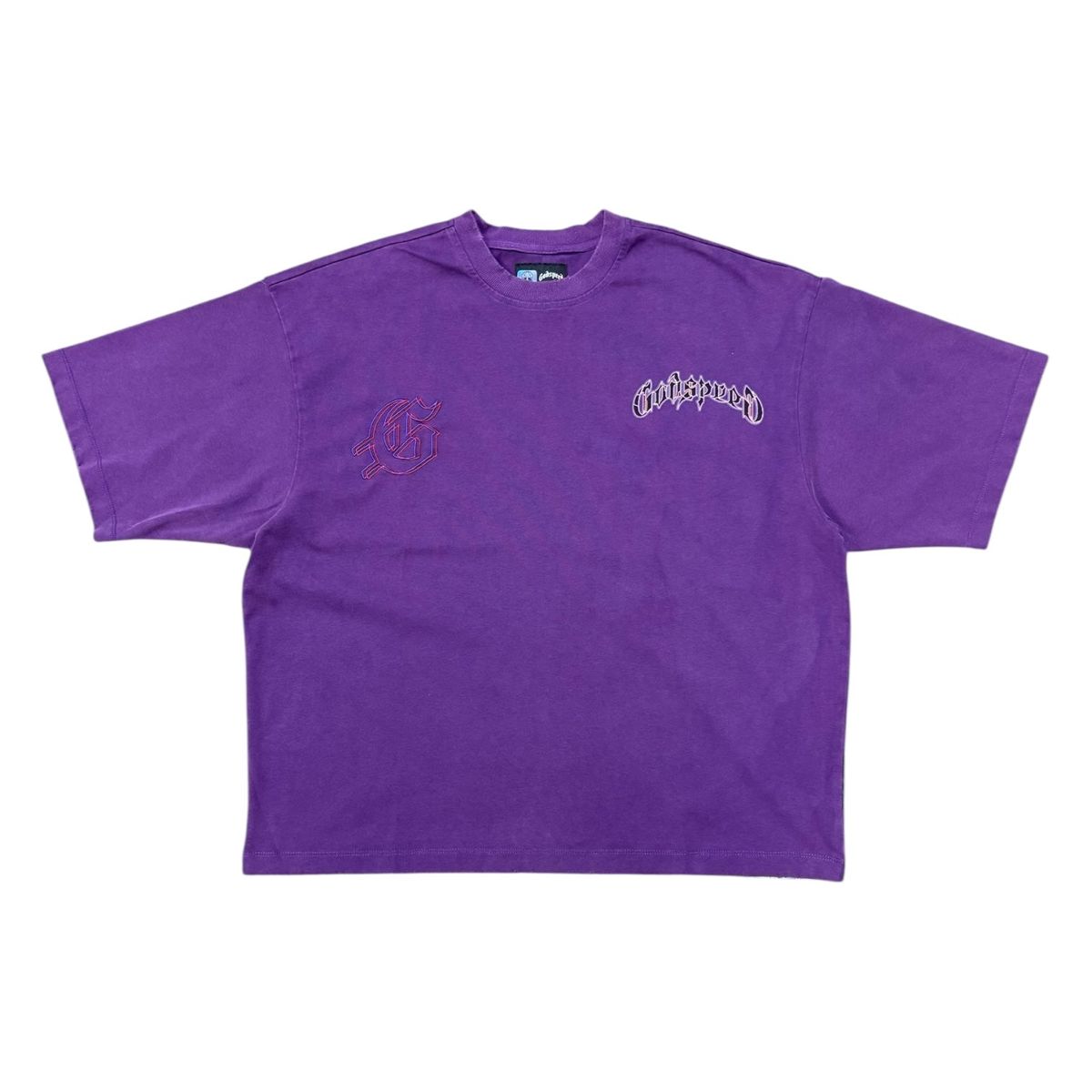 This Godspeed GSPD Run Club T-Shirt in Grape is crafted from 10oz mid-weight washed fabric and features a striking digital art piece across the front. Designed with an oversized fit, it offers a relaxed silhouette—size down for a more standard look.

Limited to just 555 individually numbered pieces, this collector’s item includes a numbered tag to confirm authenticity. Once sold out, it will never be restocked.