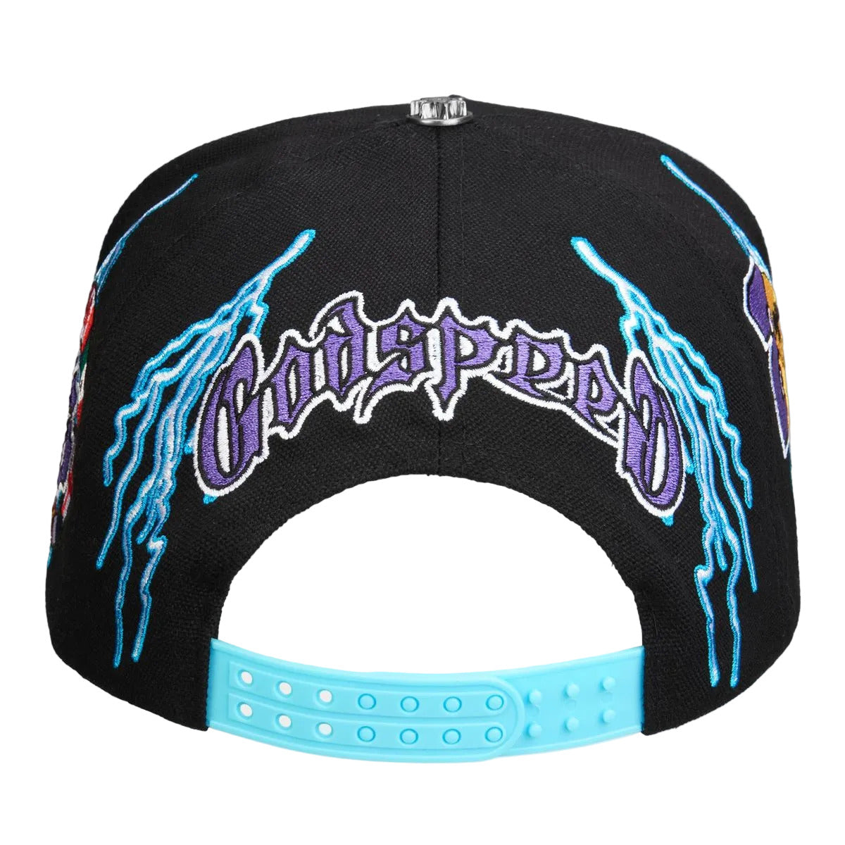 Godspeed '26 GSWC Voltage Snapback Hat in Black and Aqua from the official 2026 World Cup Collection.