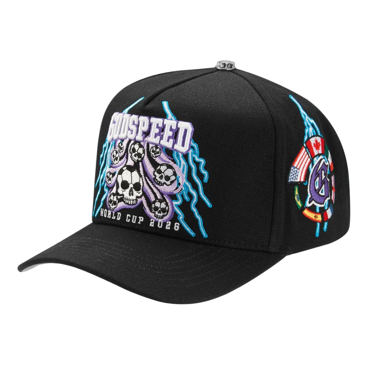 Godspeed '26 GSWC Voltage Snapback Hat in Black from the official 2026 World Cup Collection.