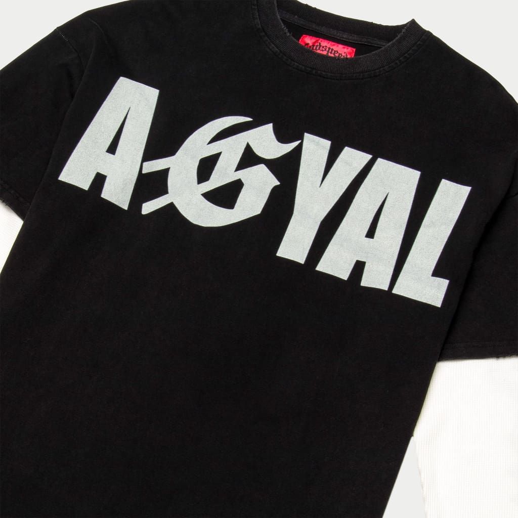 AGYAL Slizzy Ent collaboration t-shirt in 10oz mid-weight washed cotton, limited edition 555 units with numbered authenticity tag