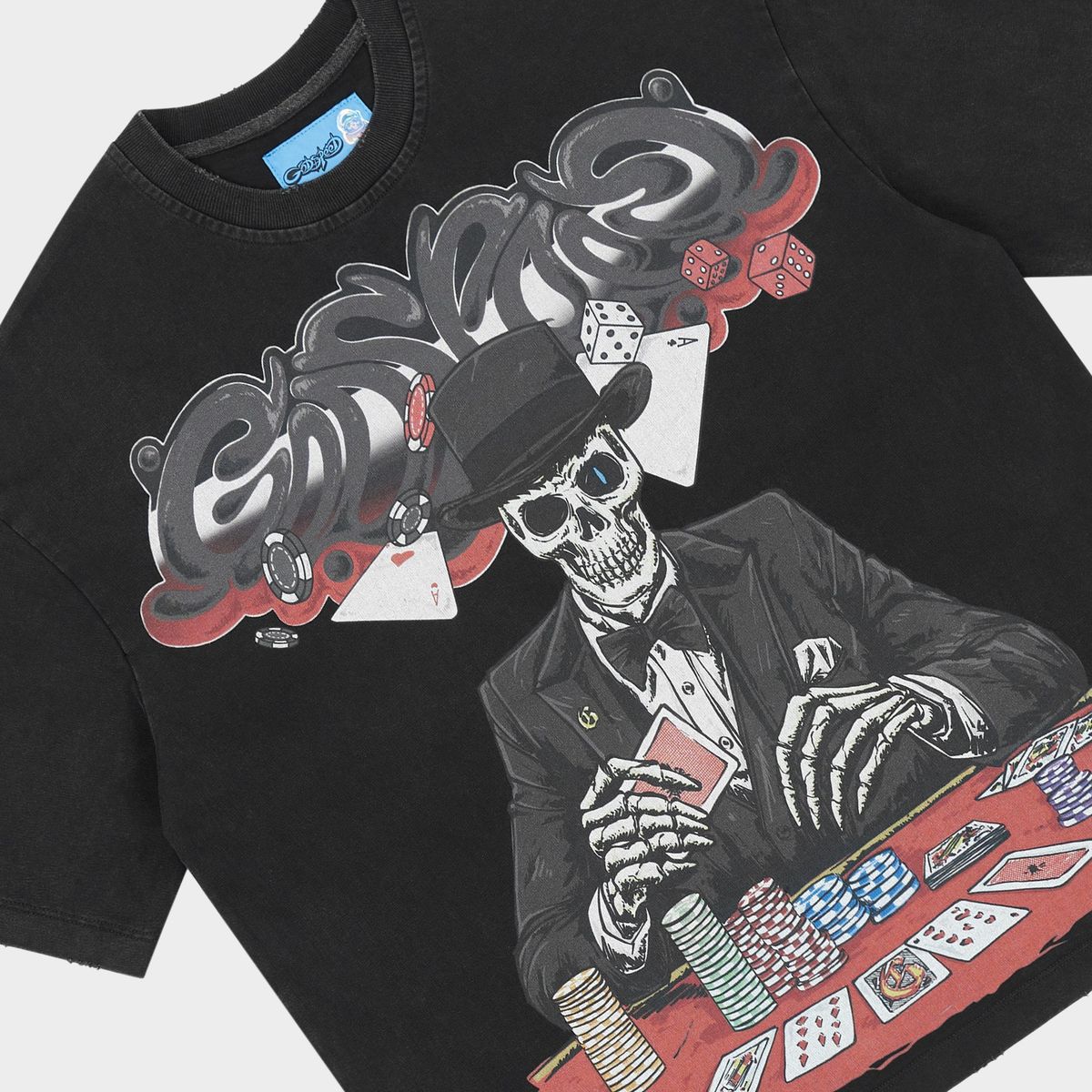 Godspeed High Stakes T-shirt with bold graphic design and mid-weight washed fabric for modern streetwear style