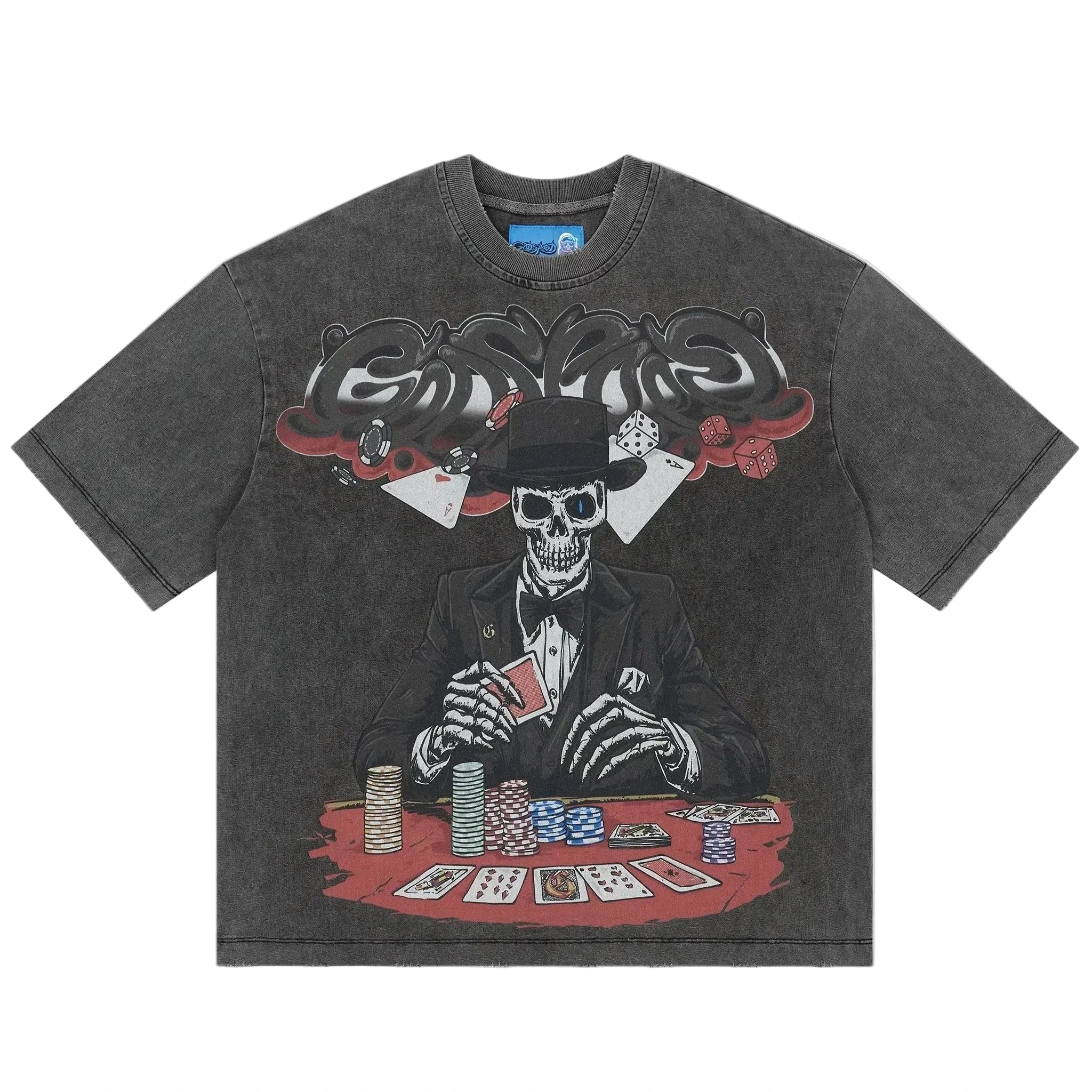 Godspeed GS High Stakes T-shirt NG in grey wash featuring a vintage-inspired finish, bold graphic design, and modern streetwear fit.