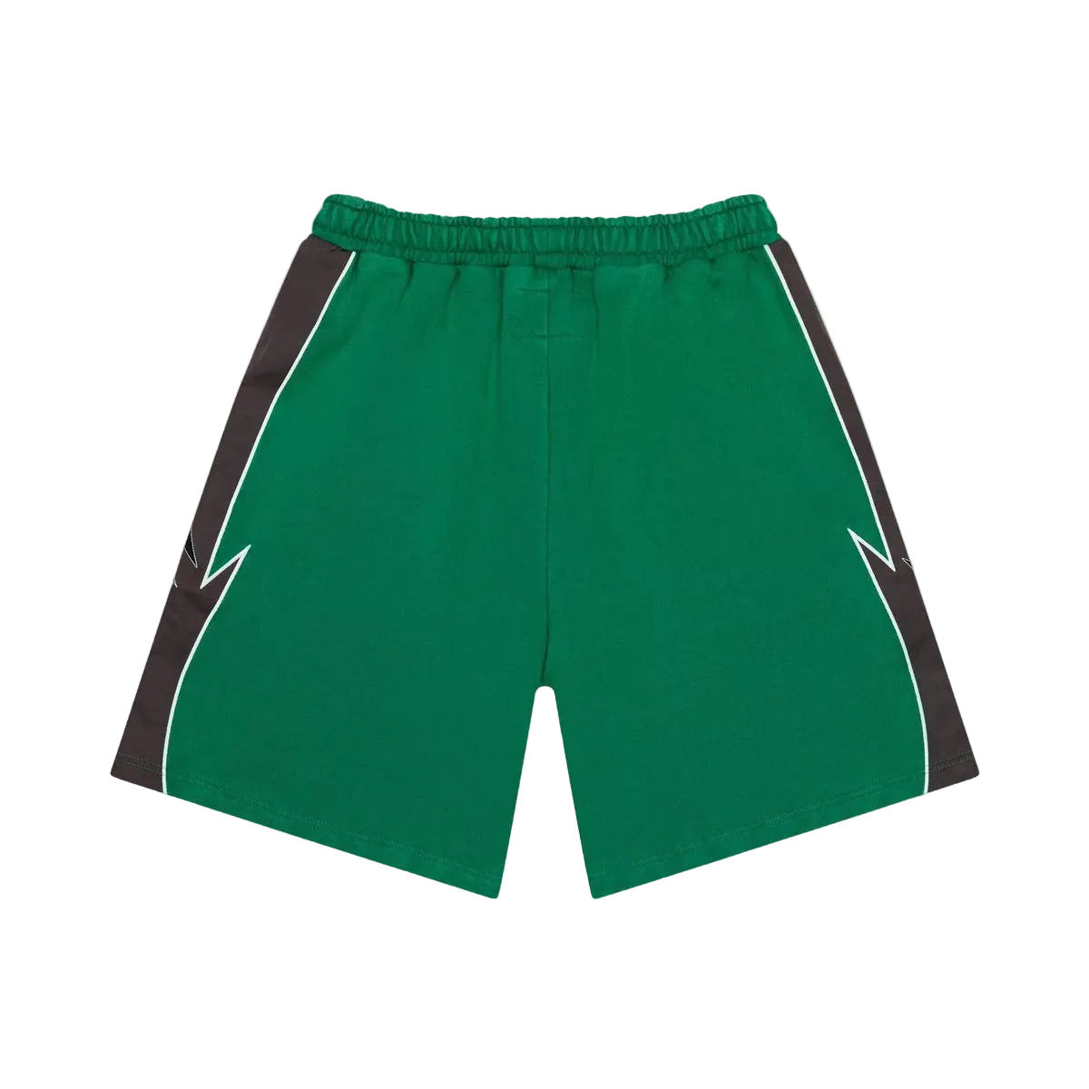 Halftime shorts in green and graphite with French terry fabric and durable nylon construction