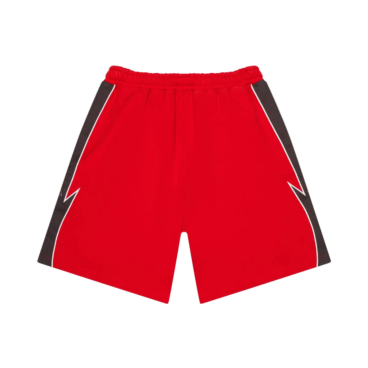 Godspeed Halftime shorts in red and graphite with French terry fabric and durable nylon construction