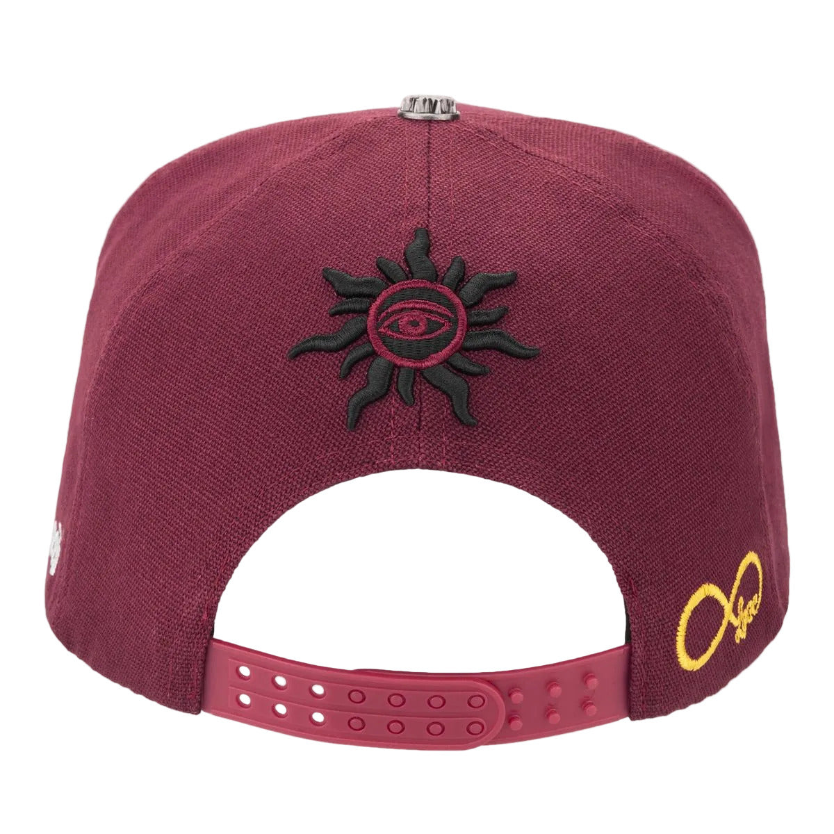 Godspeed Insignia snapback hat in red wine with 3D embroidered G logo