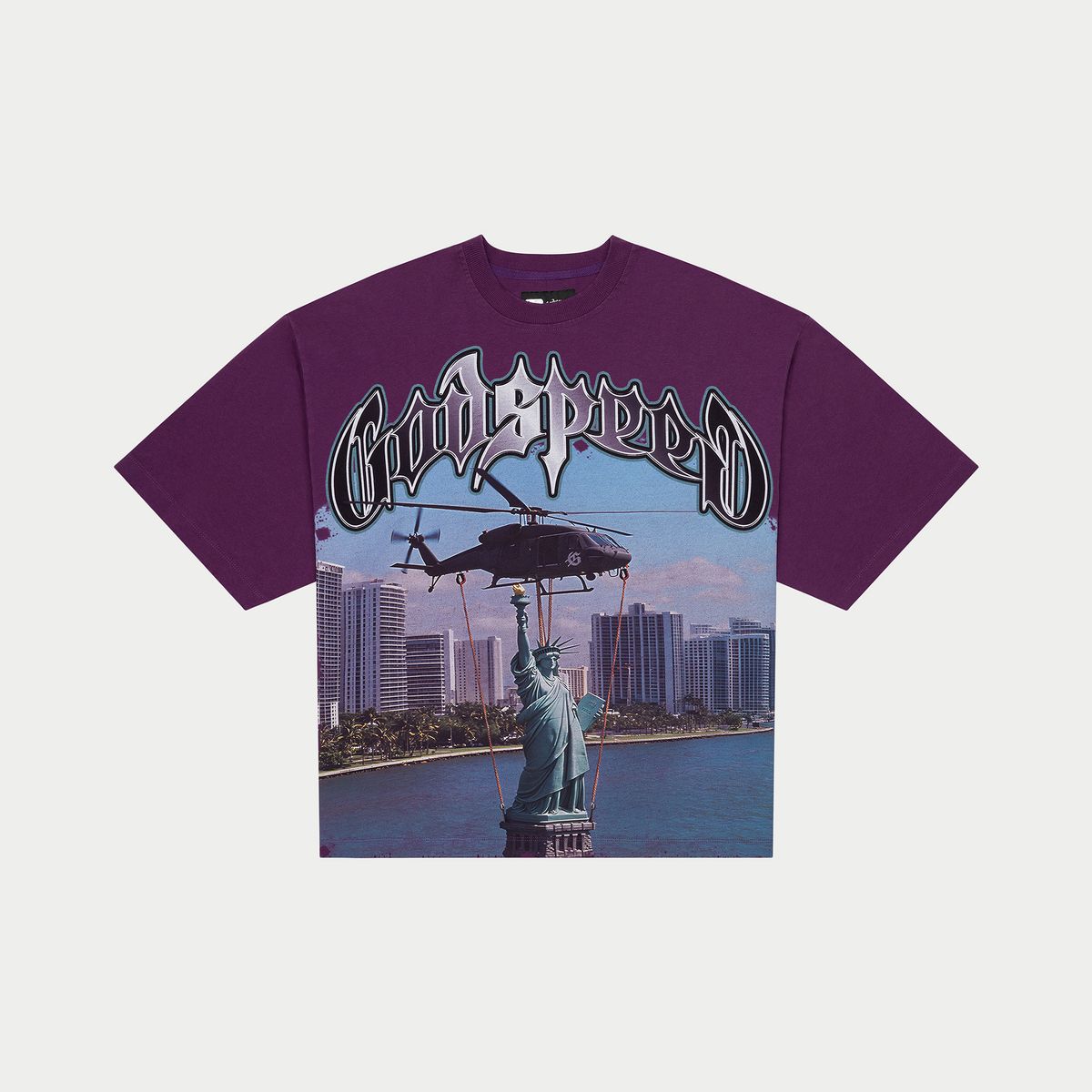  Purple washed GODSPEED T-shirt with front graphic, limited to 444 numbered pieces.