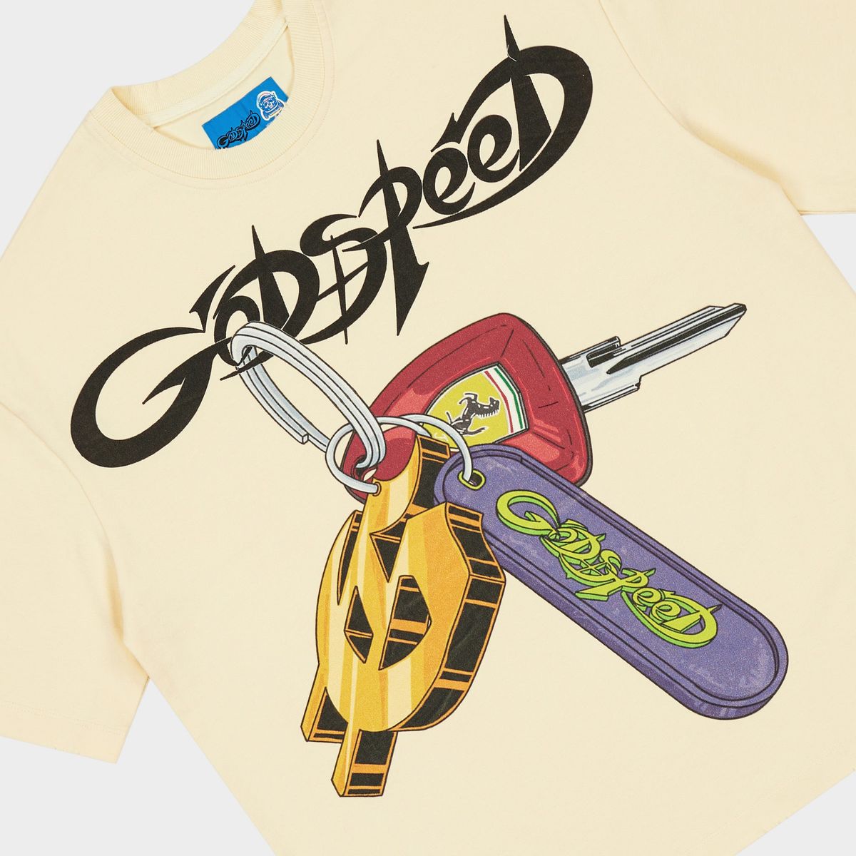 Godspeed K.O.D. T-shirt NG in bone with bold graphic print and mid-weight washed fabric streetwear design