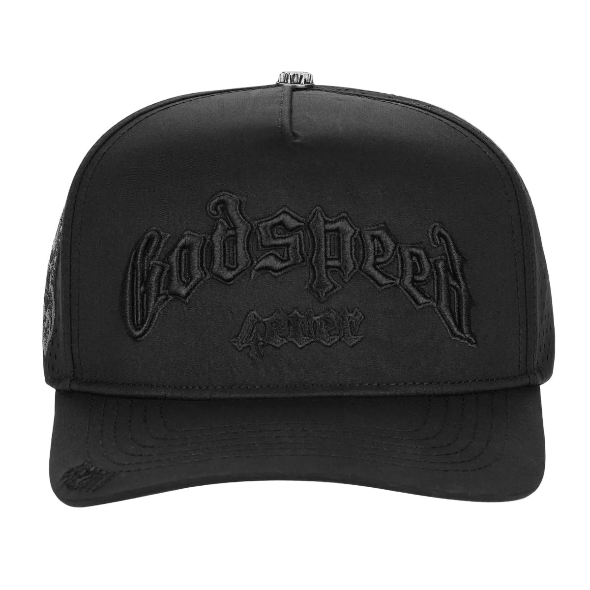 Godspeed OG Logo Water Resistant Hat in Stealth with hydrophobic crown panels, water-resistant and floatable construction, including a box and pin set.
