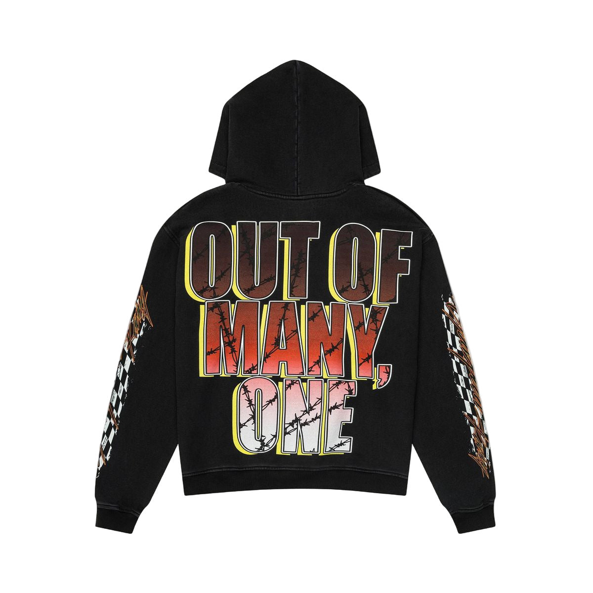 Godspeed Motocross medium-weight washed hoodie with art piece sleeve design and GS logo on the back, limited to 444 units