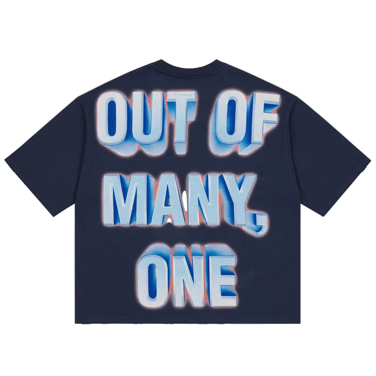 Godspeed Mask Off T-Shirt in Navy from the Rarity Collection, crafted from 10oz mid-weight washed fabric with a striking art piece.