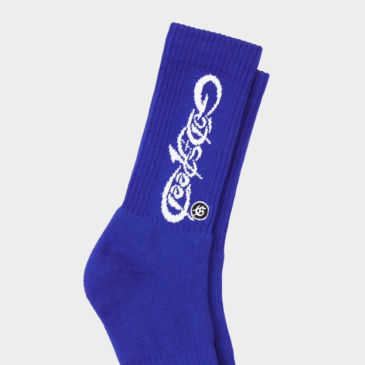 Godspeed GS New Age Logo Blue sock with “Stay 10 toes down” text design