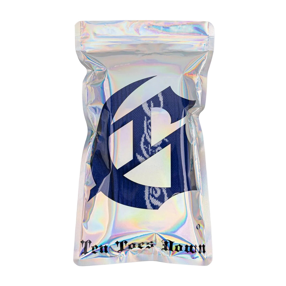 Godspeed GS New Age Logo Blue sock with “Stay 10 toes down” text design