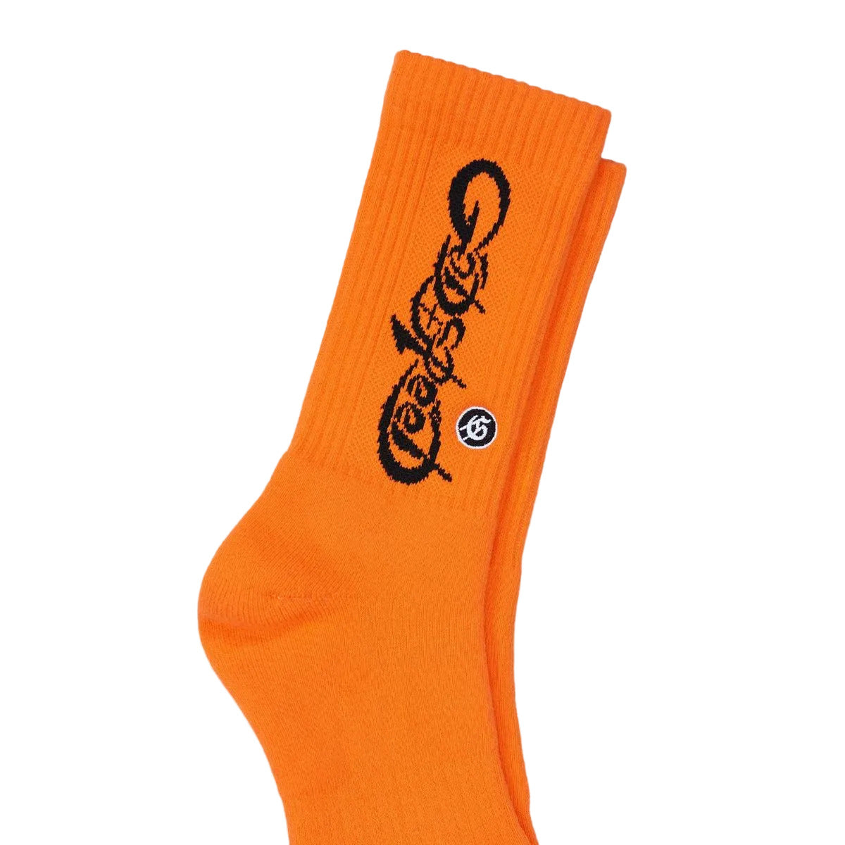Godspeed GS New Age Logo orange sock with “Stay 10 toes down” text design