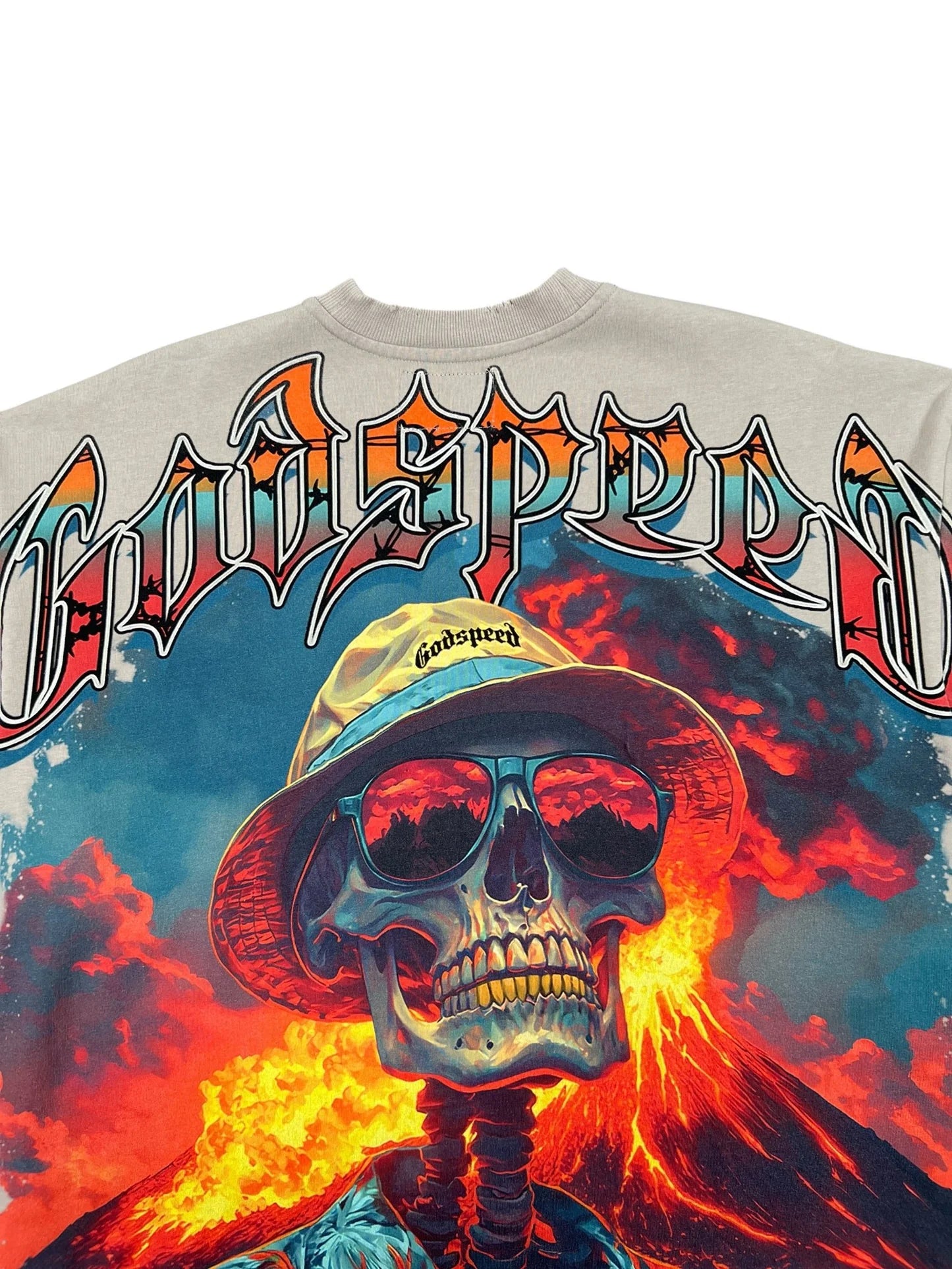 Natural Disaster Stone Wash T-Shirt with digital art graphic on 10oz washed fabric, limited to 555 numbered pieces.