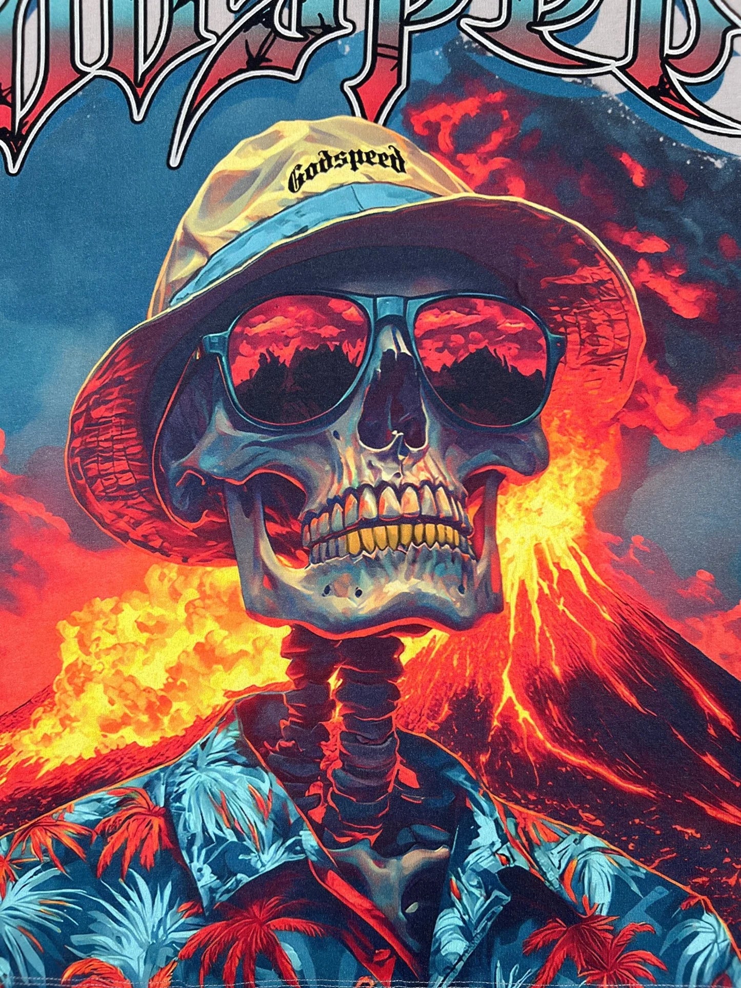 Natural Disaster Stone Wash T-Shirt with digital art graphic on 10oz washed fabric, limited to 555 numbered pieces.