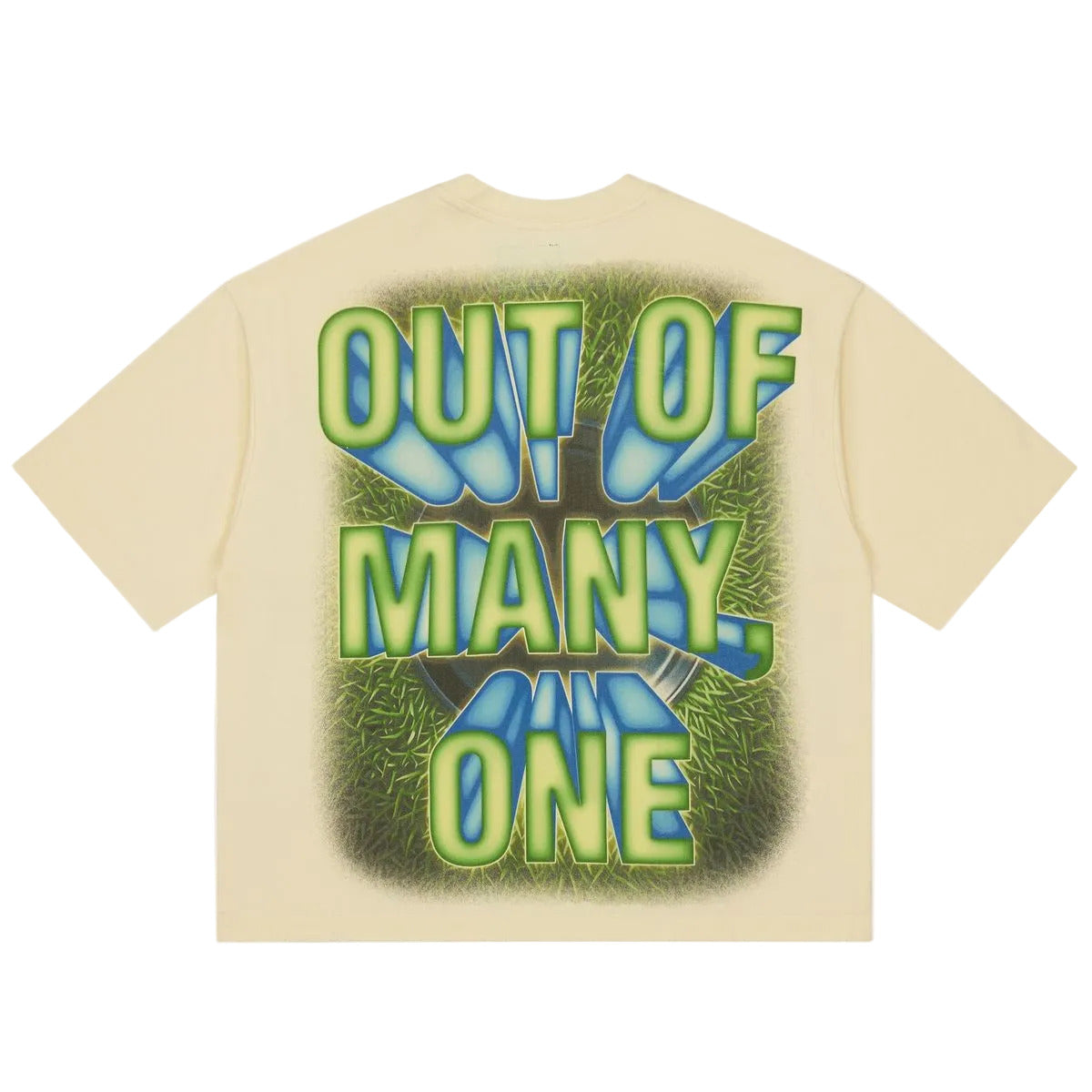 Godspeed No Mulligans Bone T-shirt from the Rarity Collection, crafted from 10oz mid-weight washed fabric with a striking art piece and stones around the crown.