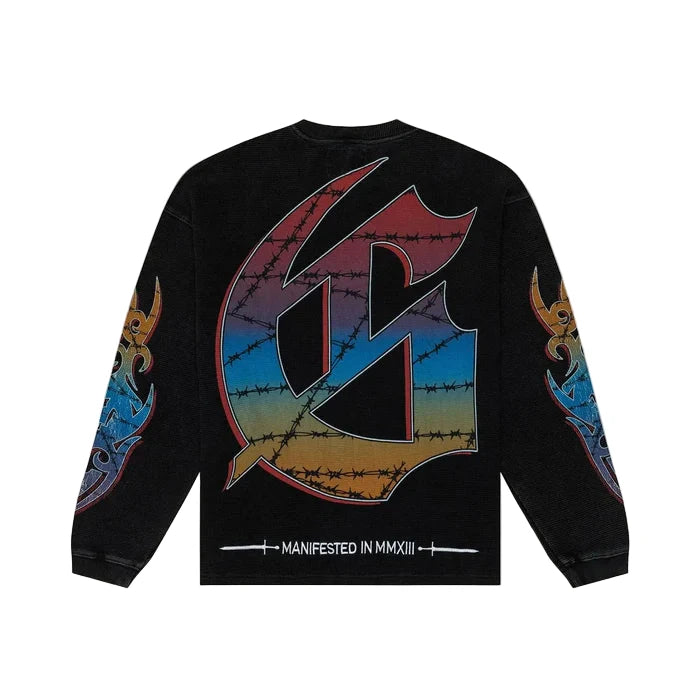 Godspeed Ollie LS Thermal in Black Wash with textured long-sleeve thermal fabric.