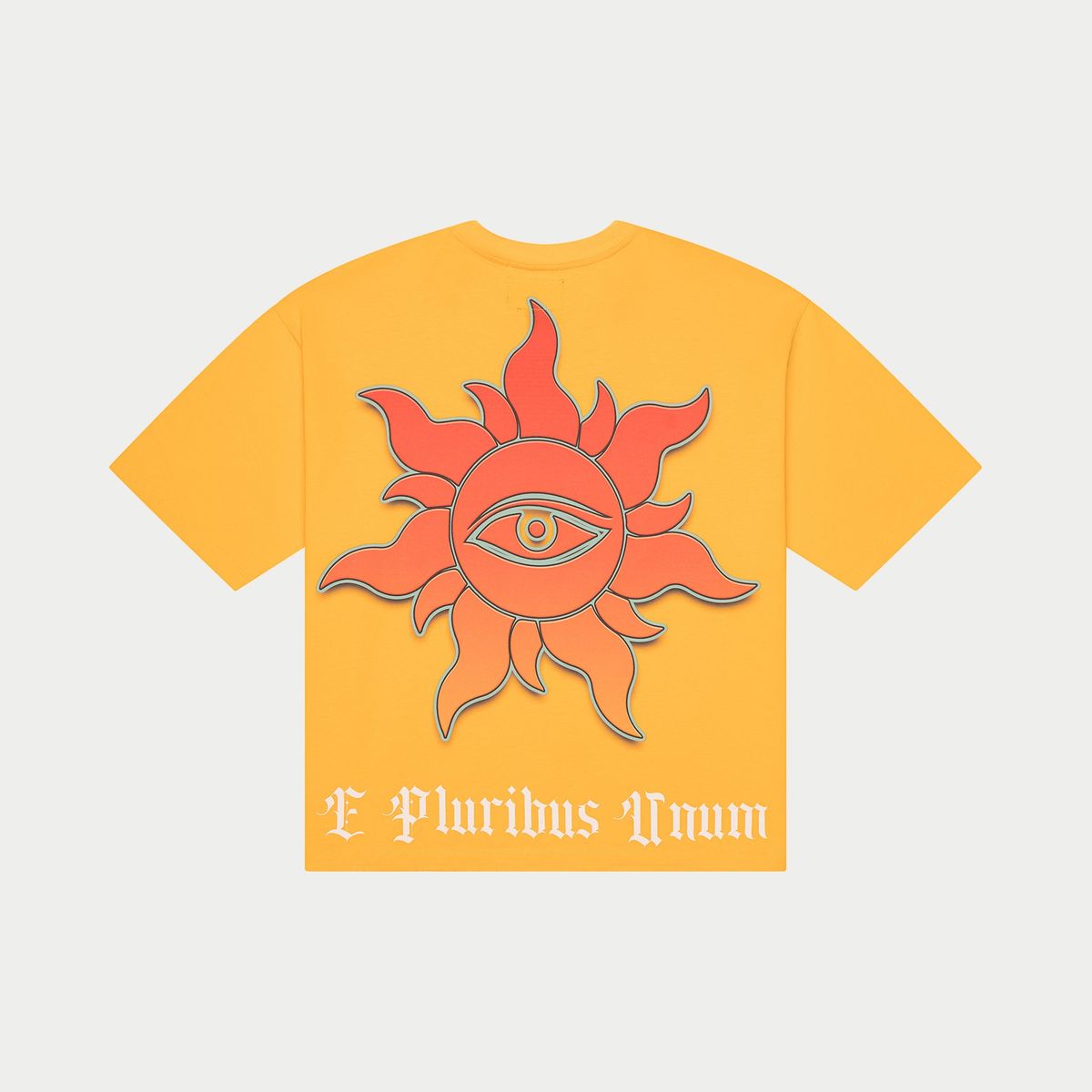Godspeed On The Run T-Shirt in Canary Yellow featuring bold digital artwork, heavyweight washed cotton, oversized fit, and limited to 444 pieces.