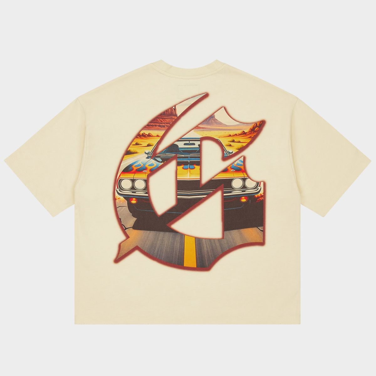 Godspeed On The Run II T-shirt featuring exclusive digital artwork, premium 10oz washed cotton construction, and a numbered authenticity tag from the limited 444-piece Rarity Collection.
