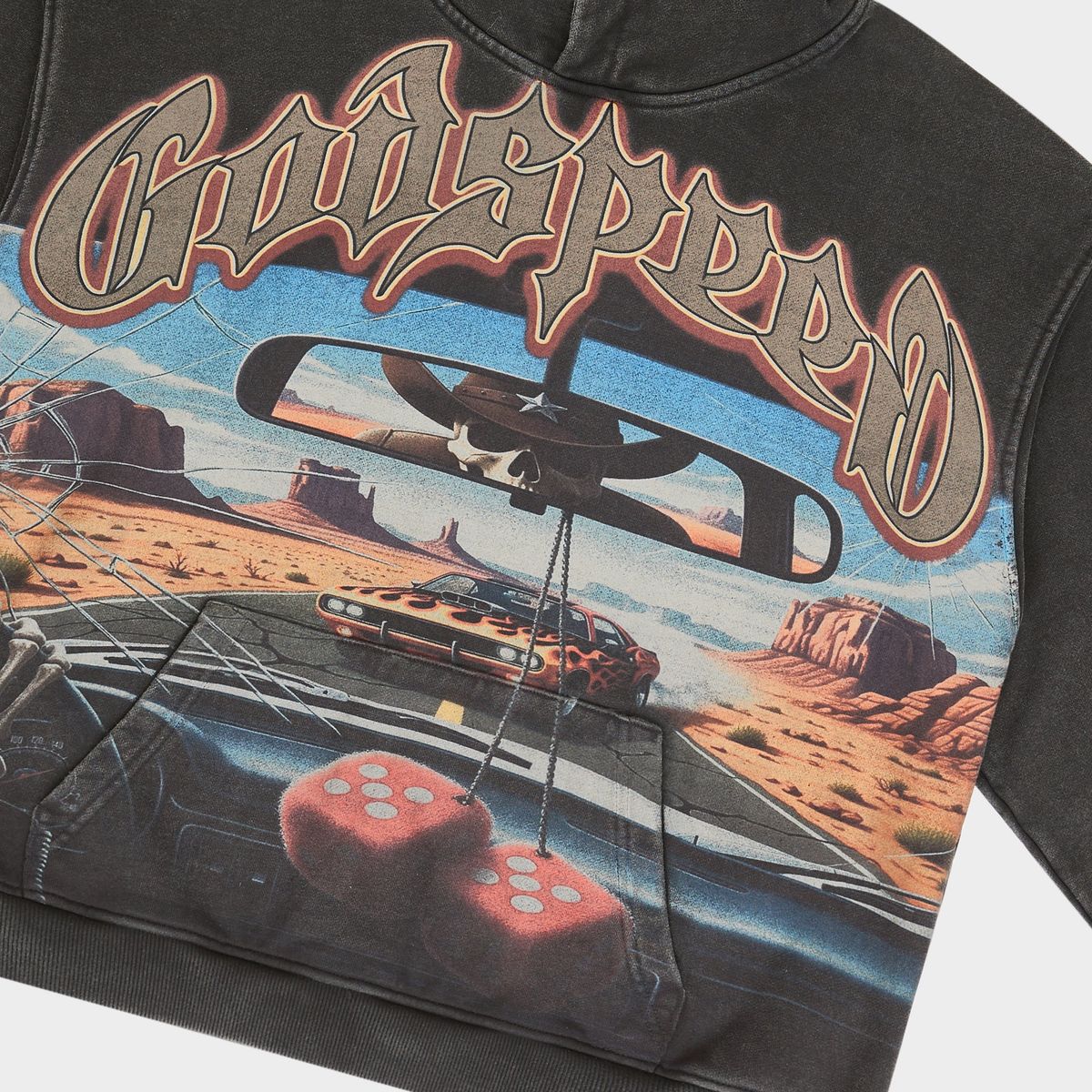 Godspeed On the Run II hoodie in black wash.