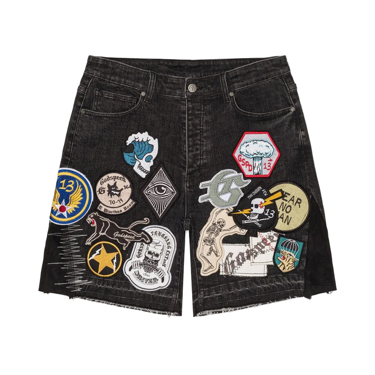 Godspeed Patch Work Cargo Shorts V2 with cargo pockets and patchwork design