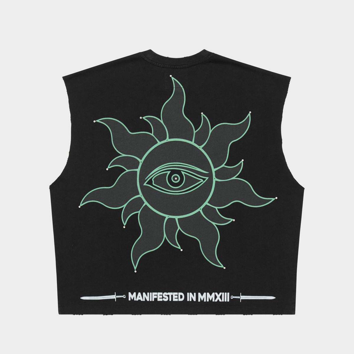 Godspeed Sunken Liberty sleeveless T-shirt in black with premium cotton fabric and badge detailing for modern streetwear style