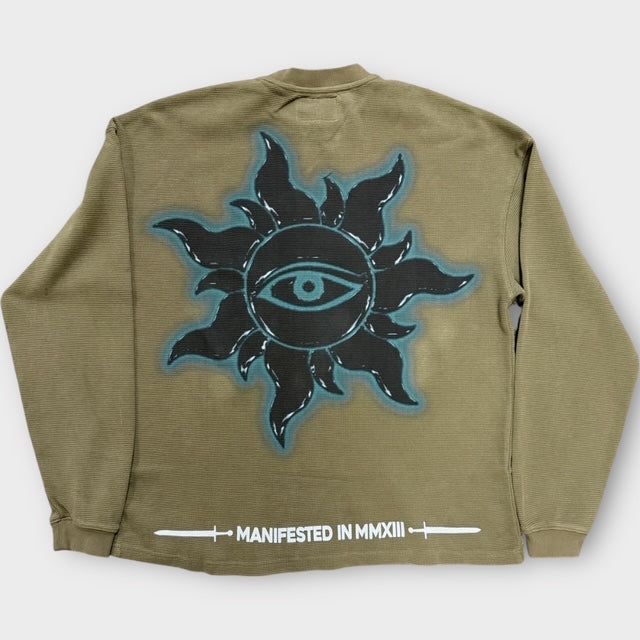 Godspeed Squadron Thermal in Olive heavyweight waffle knit with oversized fit