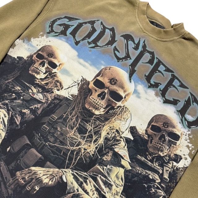 Godspeed Squadron Thermal in Olive heavyweight waffle knit with oversized fit