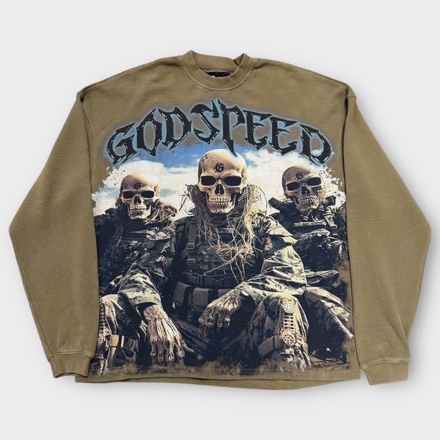 Godspeed Squadron Thermal in Olive heavyweight waffle knit with oversized fit
